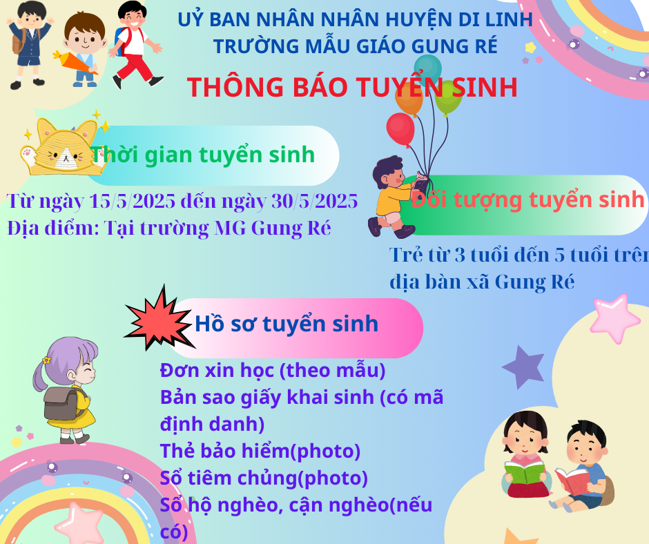 TRƯỜNG MẪU GIÁO GUNG RÉ TUYỂN SINH